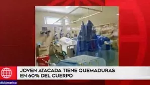 Joven presenta quemaduras en el 60% del cuerpo. Foto: captura de TV