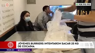 Jóvenes burriers intentaron sacar casi 25 kilos de cocaína en el aeropuerto Jorge Chávez. Foto y video: América Noticias