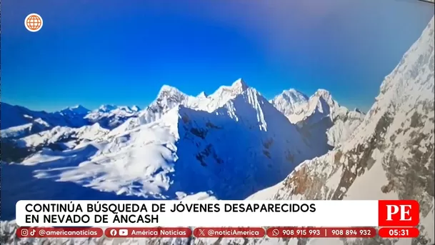 Continúa búsqueda de jóvenes desaparecidos en nevado de Áncash. Foto: América Noticias Continúa búsqueda de jóvenes desaparecidos en nevado de Áncash. Foto: América Noticias