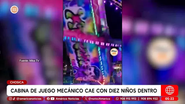 Juego mecánico cae con diez niños dentro en Chosica. Foto: América Noticias Juego mecánico cae con diez niños dentro en Chosica. Foto: América Noticias
