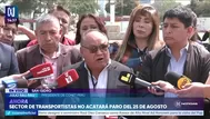 Julio Rau Rau afirma que más del 90 % de gremios de transporte no acatará paro del 25 de agosto