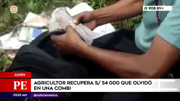 Agricultor recupera 54 mil soles que olvidó en una combi en Junín. Foto: América Noticias