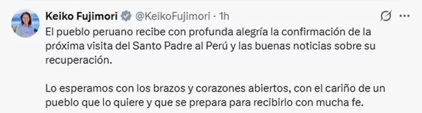 Imagen: X/ @KeikoFujimori Imagen: X/ @KeikoFujimori