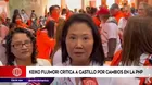 Keiko Fujimori critica a Pedro Castillo por cambios en la PNP