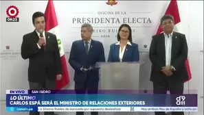 Presidenta electa, Keiko Fujimori, presentó a Carlos Espá como próximo ministro de Relaciones Exteriores./ Video: Canal N