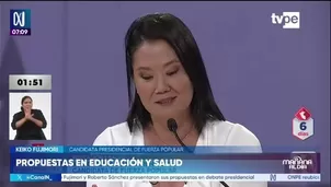 La candidata de Fuerza Popular presentó sus propuestas en salud y educación durante el debate presidencial, con énfasis en la atención médica, la lucha contra la anemia y el apoyo a los escolares./ Video: Canal N
