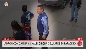 Ladrón vestido con chaleco y camisa roba celulares en paradero de Comas. Foto y video: América Noticias