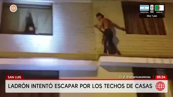 Ladrón intentó escapar por los techos de las casas en San Luis. Foto: América Noticias Ladrón intentó escapar por los techos de las casas en San Luis. Foto: América Noticias