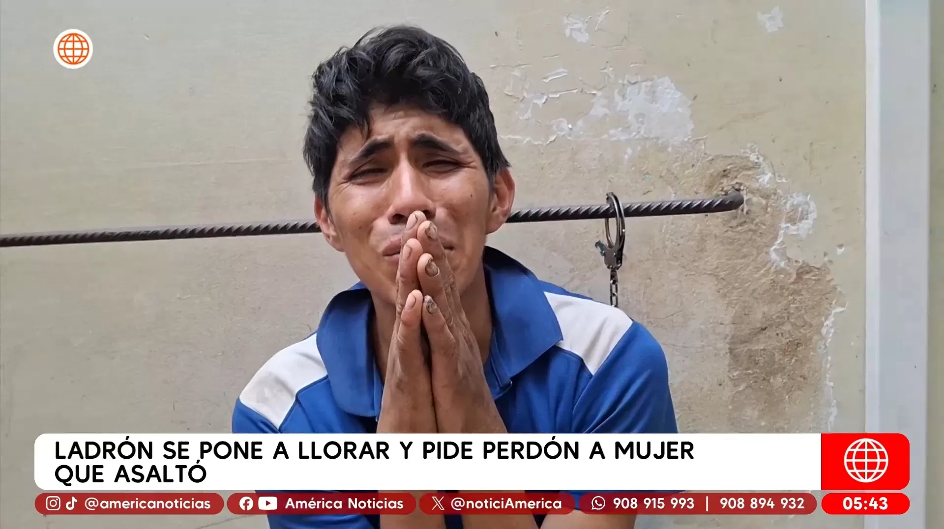 Ladrón se pone a llorar y pide perdón a mujer que asaltó en La Victoria. Foto: América Noticias Ladrón se pone a llorar y pide perdón a mujer que asaltó en La Victoria. Foto: América Noticias