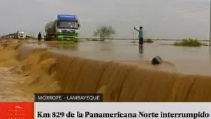 Carretera interrumpida en Mórrope. Foto: captura de video