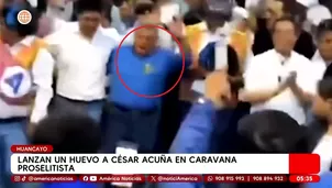 Lanzan huevo a César Acuña durante caravana política en Huancayo. Foto y video: América Noticias