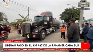 Liberan paso en el km 447 de la Panamericana Sur en Nasca. Foto y video: América Noticias
