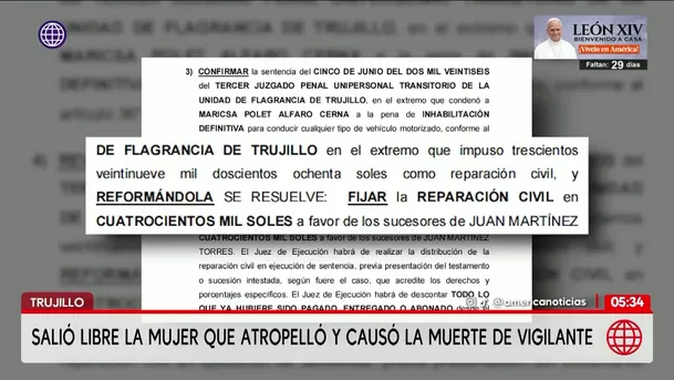 Liberan a mujer que causó la muerte de vigilante en Trujillo. Foto: América Noticias Liberan a mujer que causó la muerte de vigilante en Trujillo. Foto: América Noticias