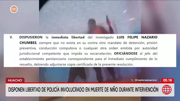 Poder Judicial libera a policía investigado por muerte de niño. Foto: América Noticias Poder Judicial libera a policía investigado por muerte de niño. Foto: América Noticias
