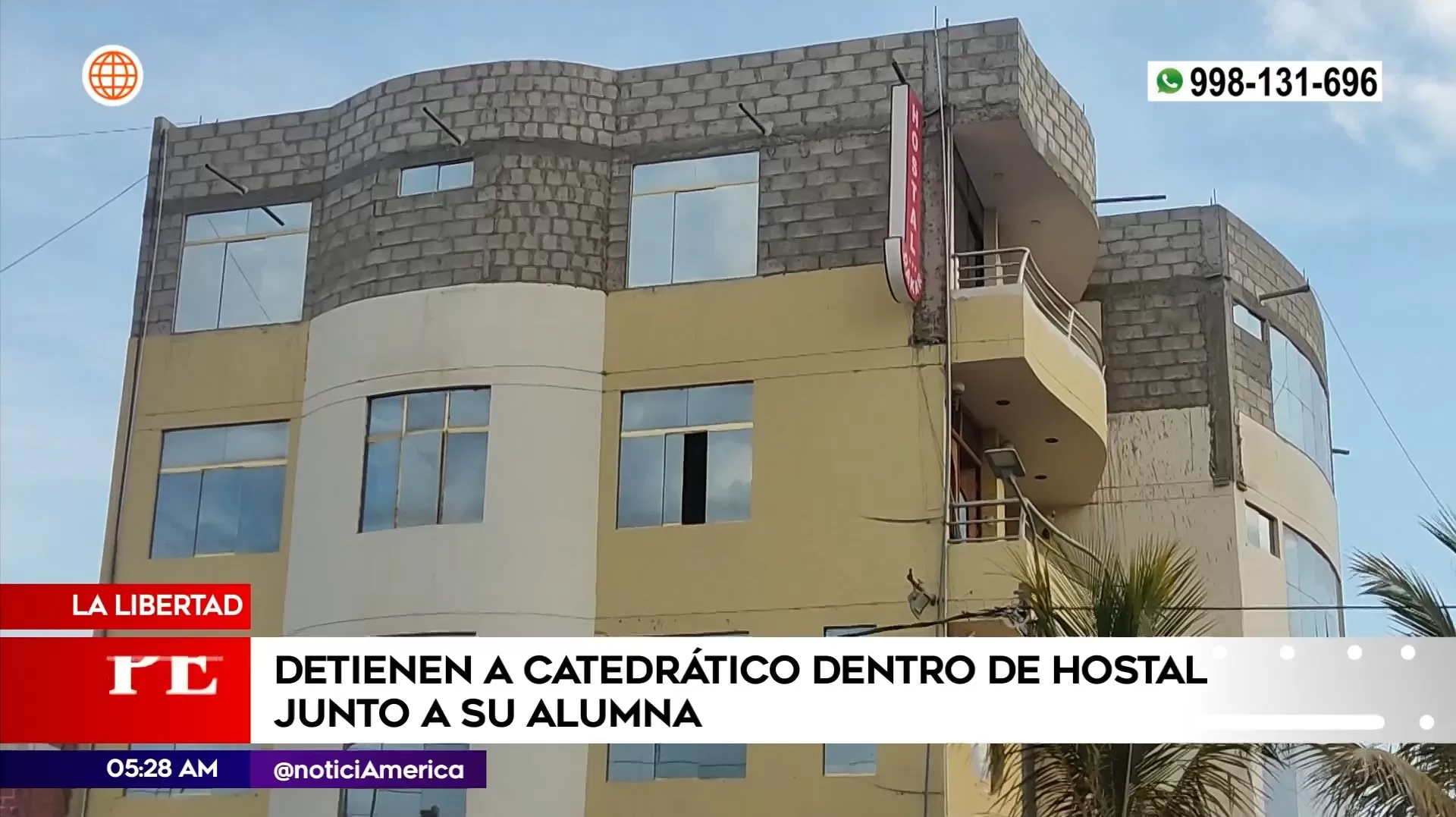 Captan a catedrático dentro de hostal con su alumna en La Libertad. Foto: América Noticias