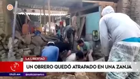 Obrero quedó atrapado en una zanja en La Libertad. Foto y video: América Noticias