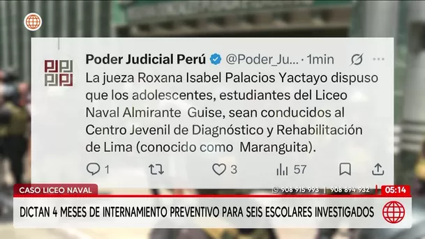 Caso Liceo Naval: Seis escolares investigados pasaron su tercera noche en Maranguita. Foto: América Noticias Caso Liceo Naval: Seis escolares investigados pasaron su tercera noche en Maranguita. Foto: América Noticias
