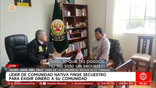 Líder de comunidad nativa finge secuestro para exigir dinero a su comunidad en Junín. Foto: América Noticias