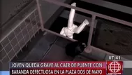 Lima: estudiante universitario cayó 6 metros desde el puente Dos de Mayo