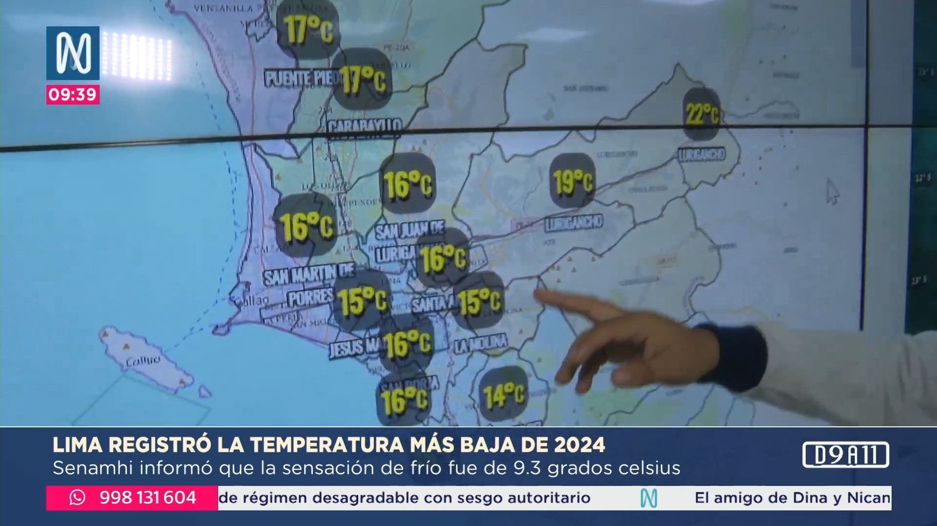 Lima registró 9.3 grados de temperatura, la más baja del 2024