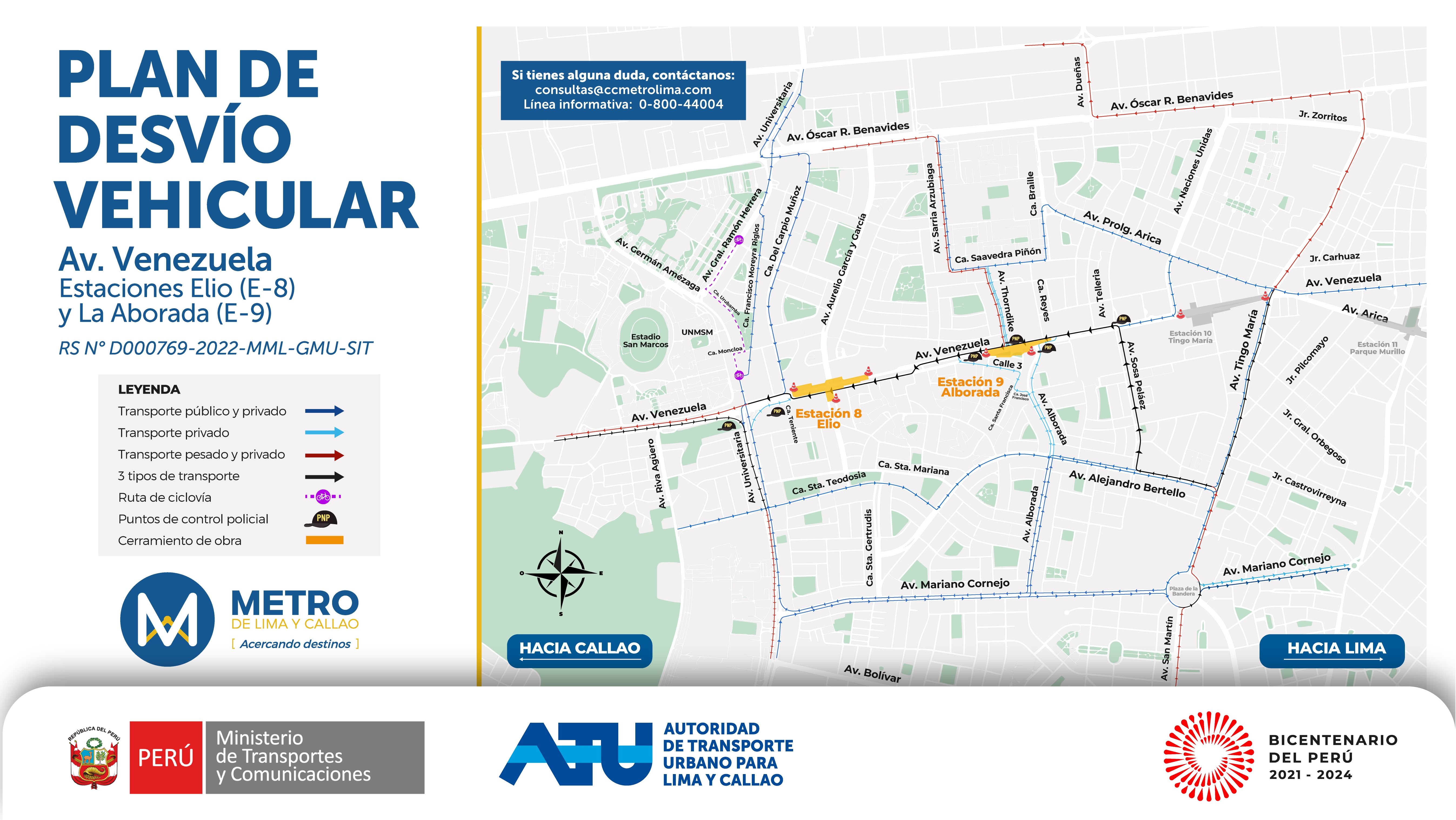 Línea 2 del Metro: conoce el plan de desvío vehicular en la avenida Venezuela