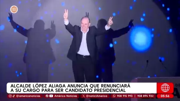 López Aliaga anuncia que dejará la alcaldía para postular a la presidencia. Foto: América Noticias López Aliaga anuncia que dejará la alcaldía para postular a la presidencia. Foto: América Noticias