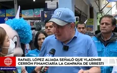 López Aliaga señaló que Vladimir Cerrón financiaría campaña de Urresti - Noticias de hilda-marleny-portero-lopez