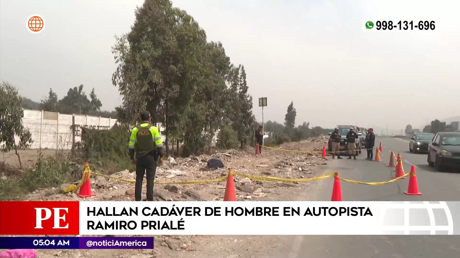 Cadáver en autopista Ramiro Prialé. Foto: América Noticias