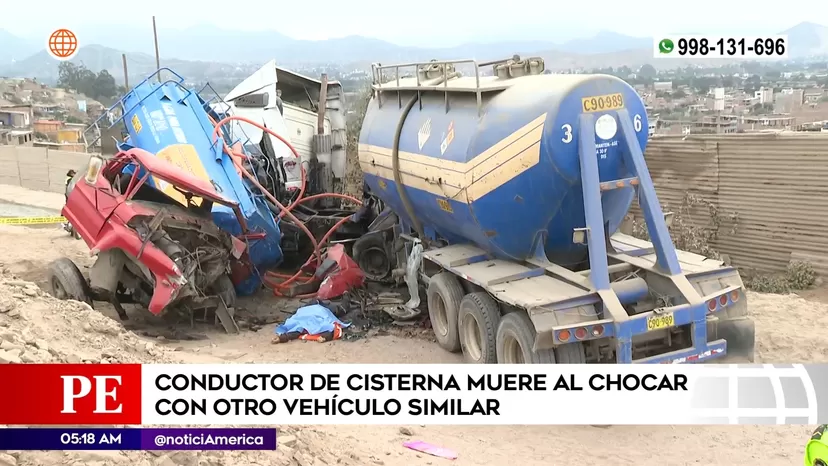 Lurín: Chofer murió tras violento choque de dos cisternas