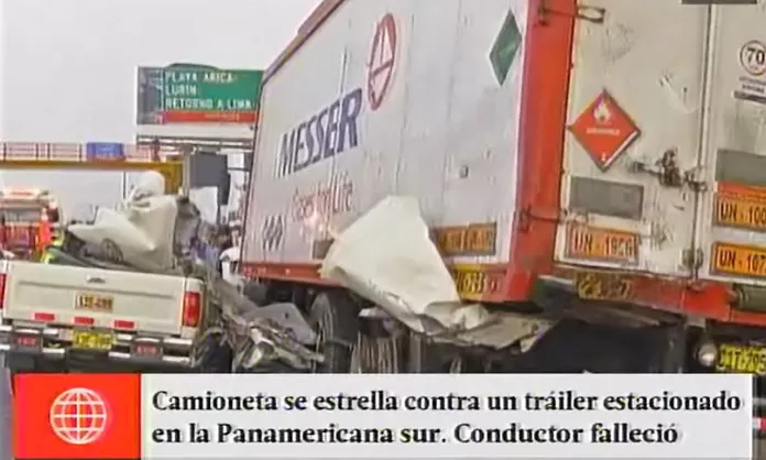 Panamericana Sur: un muerto tras choque de camioneta contra camión
