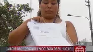 Madre denuncia que en el colegio de su hijo le entregaron certificado a nombre de otra institución