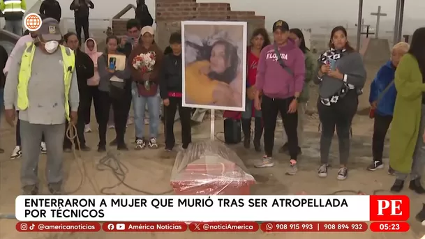 Enterraron a mujer que murió tras ser atropellada por técnicos en San Bartolo. Foto: América Noticias