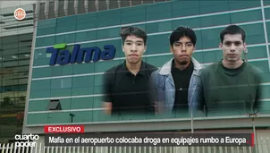 Cámaras del aeropuerto Jorge Chávez muestran el recorrido de trabajadores de la empresa Talma que, según la investigación, habrían aprovechado puntos ciegos para camuflar ladrillos de cocaína en maletas de pasajeros con destino a Ámsterdam. Video: Cuarto Poder