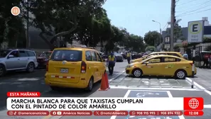 Marcha blanca para que taxistas cunplan con el pintado de color amarillo. Foto y video: América Noticias