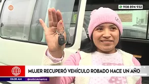 Mujer recuperó vehículo robado hace un año. Foto y video: América Noticias