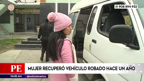 Mujer recuperó vehículo robado hace un año. Foto: América Noticias