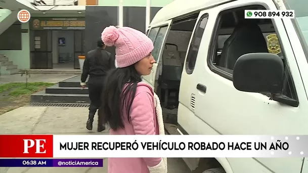 Mujer recuperó vehículo robado hace un año. Foto: América Noticias