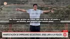 Manifestación de empresario secuestrado Jenss Lara a la Policía