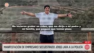 Manifestación de empresario secuestrado Jenss Lara a la Policía