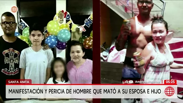 Manifestación y pericia de hombre que mató a su esposa e hijo. Foto: Unidad de investigación Manifestación y pericia de hombre que mató a su esposa e hijo. Foto: Unidad de investigación