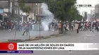 Manifestaciones en Lima: Más de un millón de soles en daños deja marchas violentas