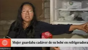 Madre del menor fallecido que fue guardado en refrigeradora. Foto: captura de TV