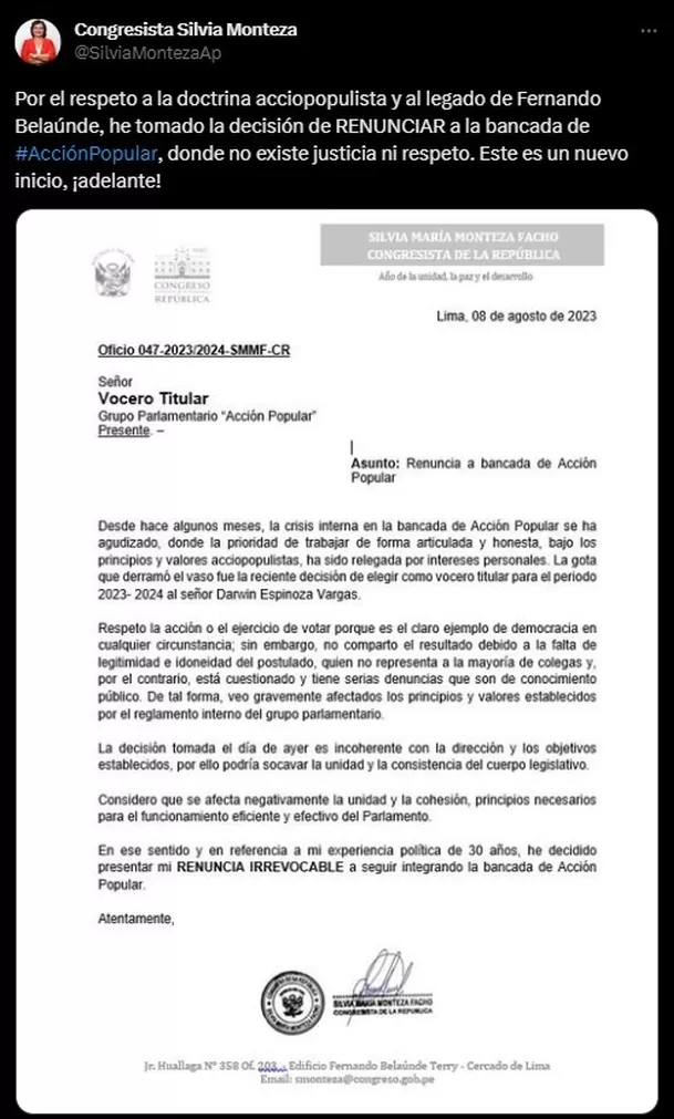 Imagen: Twitter/Silvia Monteza. Imagen: Twitter/Silvia Monteza.