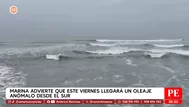 Marina advierte oleaje desde el sur este viernes en el litoral
