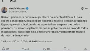 El expresidente Martín Vizcarra, quien cumple prisión en el penal de Barbadillo, se pronunció sobre la elección de Keiko Fujimori tras el cierre del cómputo de la ONPE: "Estaremos vigilantes de que su gobierno sea en favor de todos los peruanos". Video: Canal N