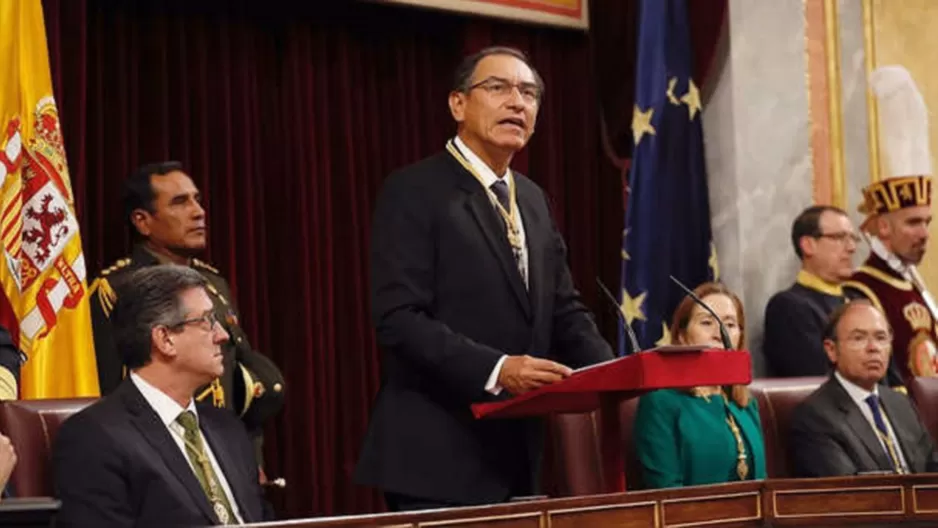 Martín Vizcarra en visita oficial a España. Foto: AFP