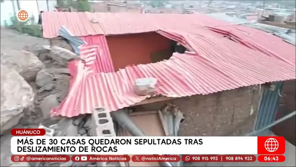 Más de 30 casas quedaron sepultaron tras deslizamiento de rocas en Huánuco. Foto: América Noticias Más de 30 casas quedaron sepultaron tras deslizamiento de rocas en Huánuco. Foto: América Noticias
