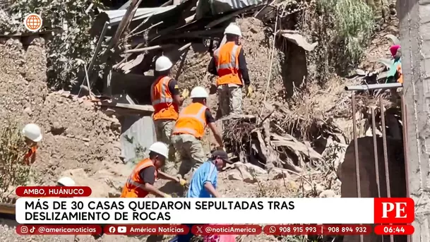 Más de 30 casas quedaron sepultaron tras deslizamiento de rocas en Huánuco. Foto: América Noticias Más de 30 casas quedaron sepultaron tras deslizamiento de rocas en Huánuco. Foto: América Noticias