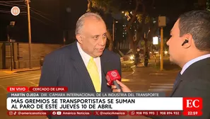 Martín Ojeda, director de Cámara Internacional de la Industria del Transporte y representante de gremios de transporte público. Video: América TV