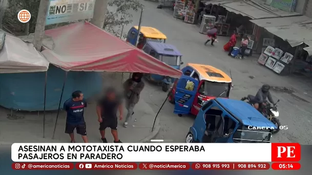 Asesinan a mototaxista cuando esperaba pasajeros en paradero en San Juan de Lurigancho. Foto: América Noticias Asesinan a mototaxista cuando esperaba pasajeros en paradero en San Juan de Lurigancho. Foto: América Noticias